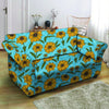 Blue Zigzag Sunflower Loveseat Cover-grizzshop