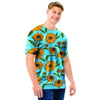 Blue Zigzag Sunflower Men T Shirt-grizzshop