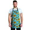 Blue Zigzag Sunflower Men's Apron-grizzshop