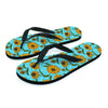 Blue Zigzag Sunflower Men's Flip Flops-grizzshop