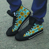 Blue Zigzag Sunflower Men's High Top Shoes-grizzshop