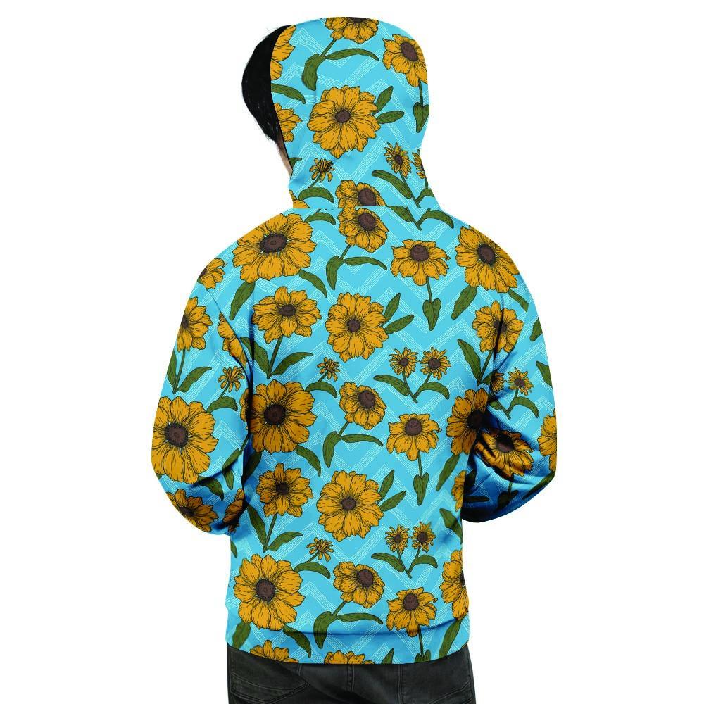 Blue Zigzag Sunflower Men's Hoodie-grizzshop