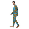 Blue Zigzag Sunflower Men's Pajamas-grizzshop