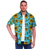 Blue Zigzag Sunflower Men's Short Sleeve Shirt-grizzshop