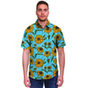 Blue Zigzag Sunflower Men's Short Sleeve Shirt-grizzshop