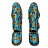 Blue Zigzag Sunflower Muay Thai Shin Guard-grizzshop