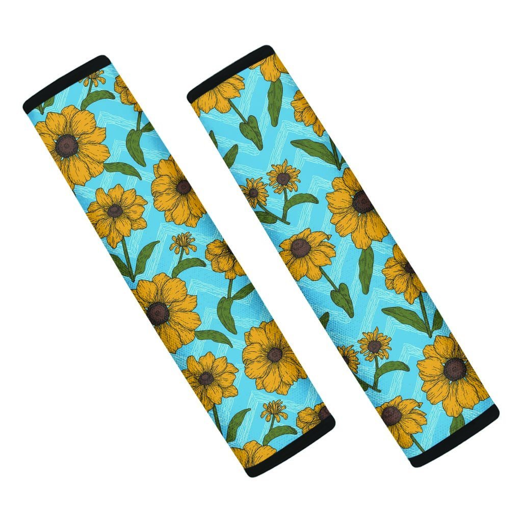 Blue Zigzag Sunflower Seat Belt Cover-grizzshop