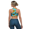 Blue Zigzag Sunflower Sports Bra-grizzshop