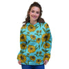 Blue Zigzag Sunflower Women's Hoodie-grizzshop