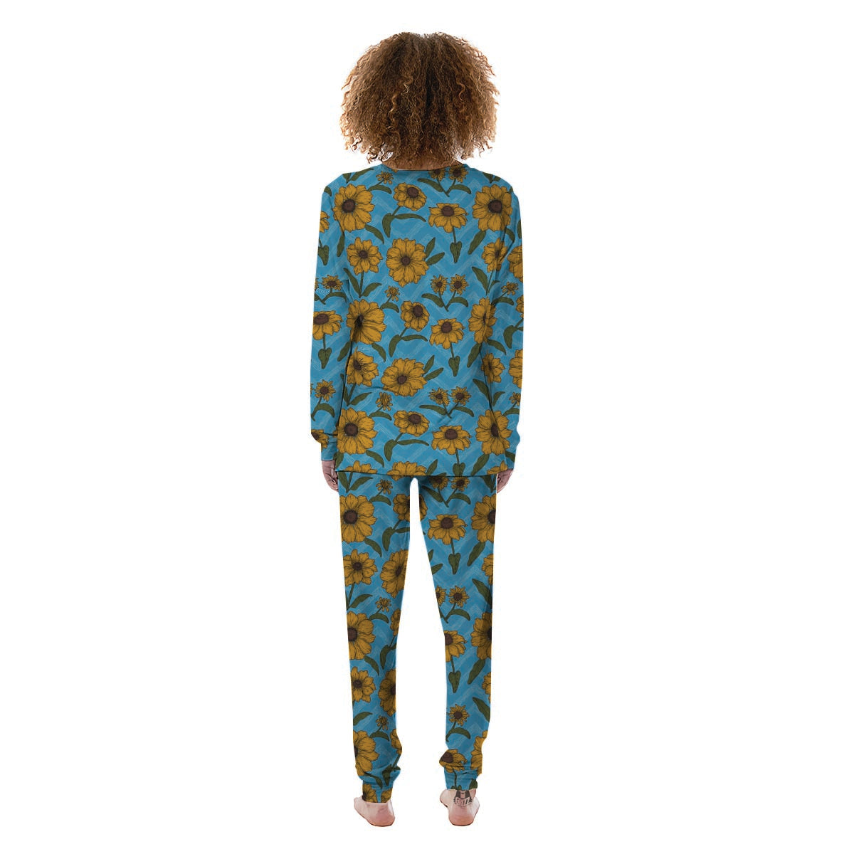 Blue Zigzag Sunflower Women's Pajamas-grizzshop