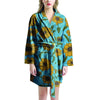 Blue Zigzag Sunflower Women's Robe-grizzshop