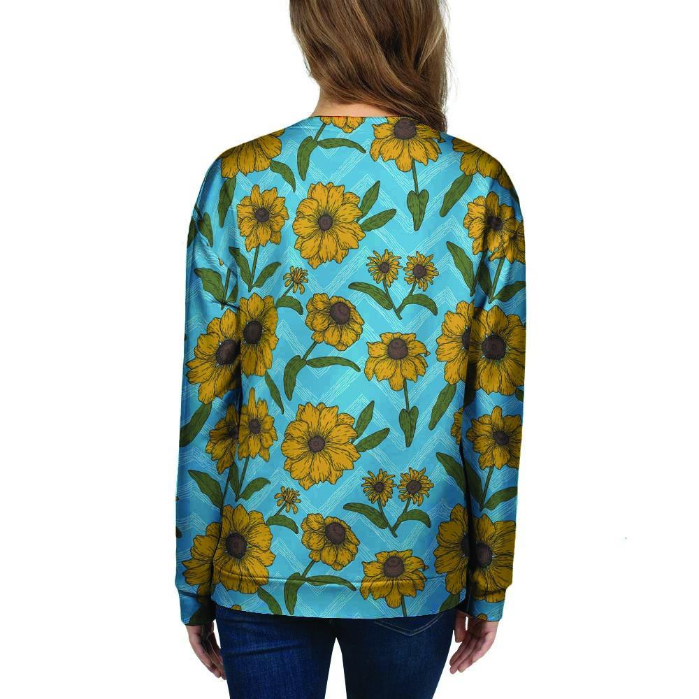 Blue Zigzag Sunflower Women's Sweatshirt-grizzshop