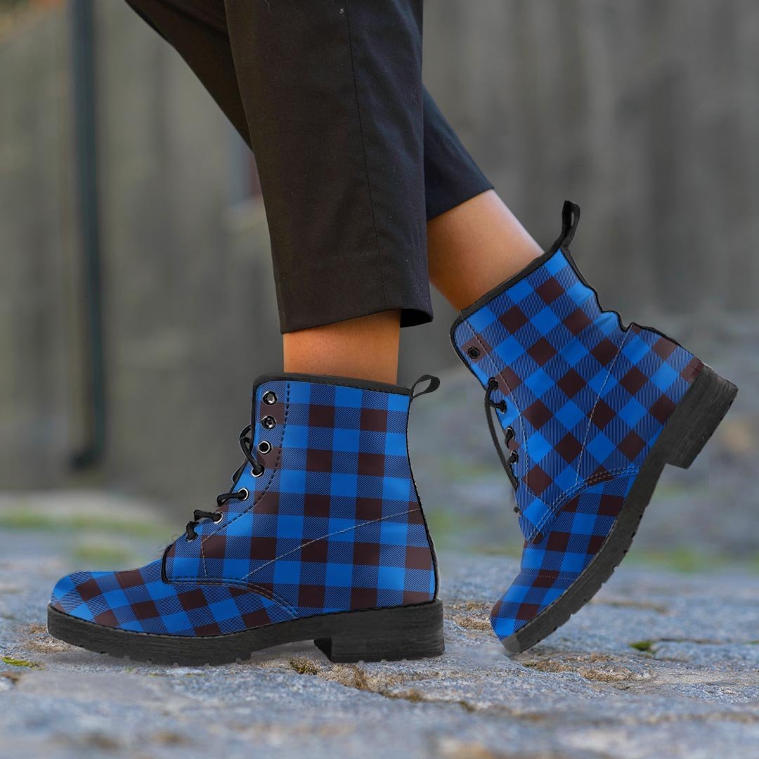 Blue Plaid Men's Boots-grizzshop