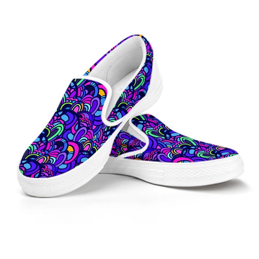 Blue Psychedelic Men's Slip On Sneakers-grizzshop