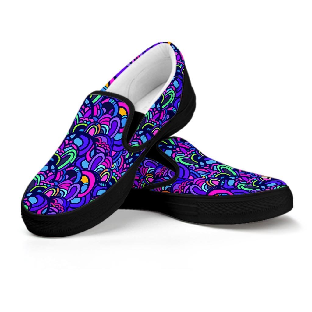 Blue Psychedelic Men's Slip On Sneakers-grizzshop