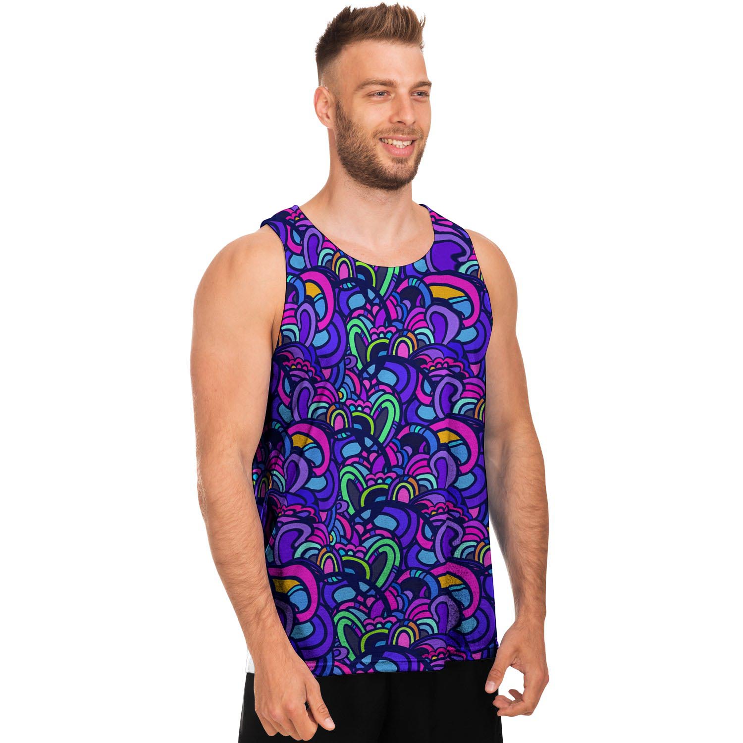 Blue Psychedelic Men's Tank Tops-grizzshop