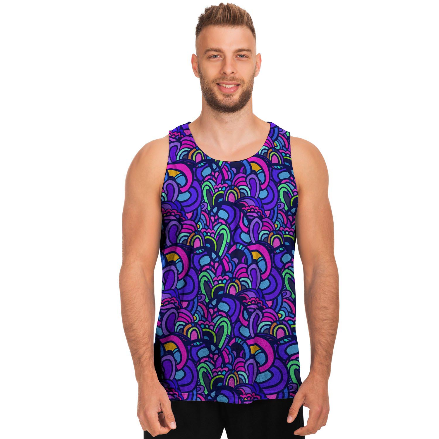 Blue Psychedelic Men's Tank Tops-grizzshop