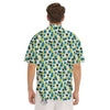 Blueberry And Daisy Print Pattern Men's Short Sleeve Shirts-grizzshop