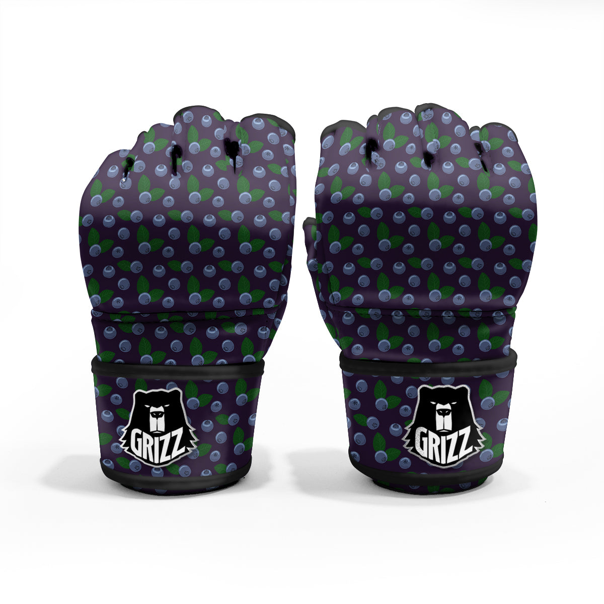 Blueberry And Leaf Print Pattern MMA Gloves-grizzshop