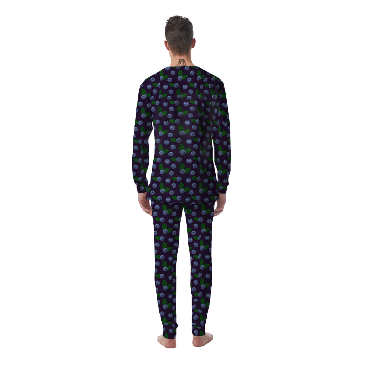 Blueberry And Leaf Print Pattern Men's Pajamas-grizzshop