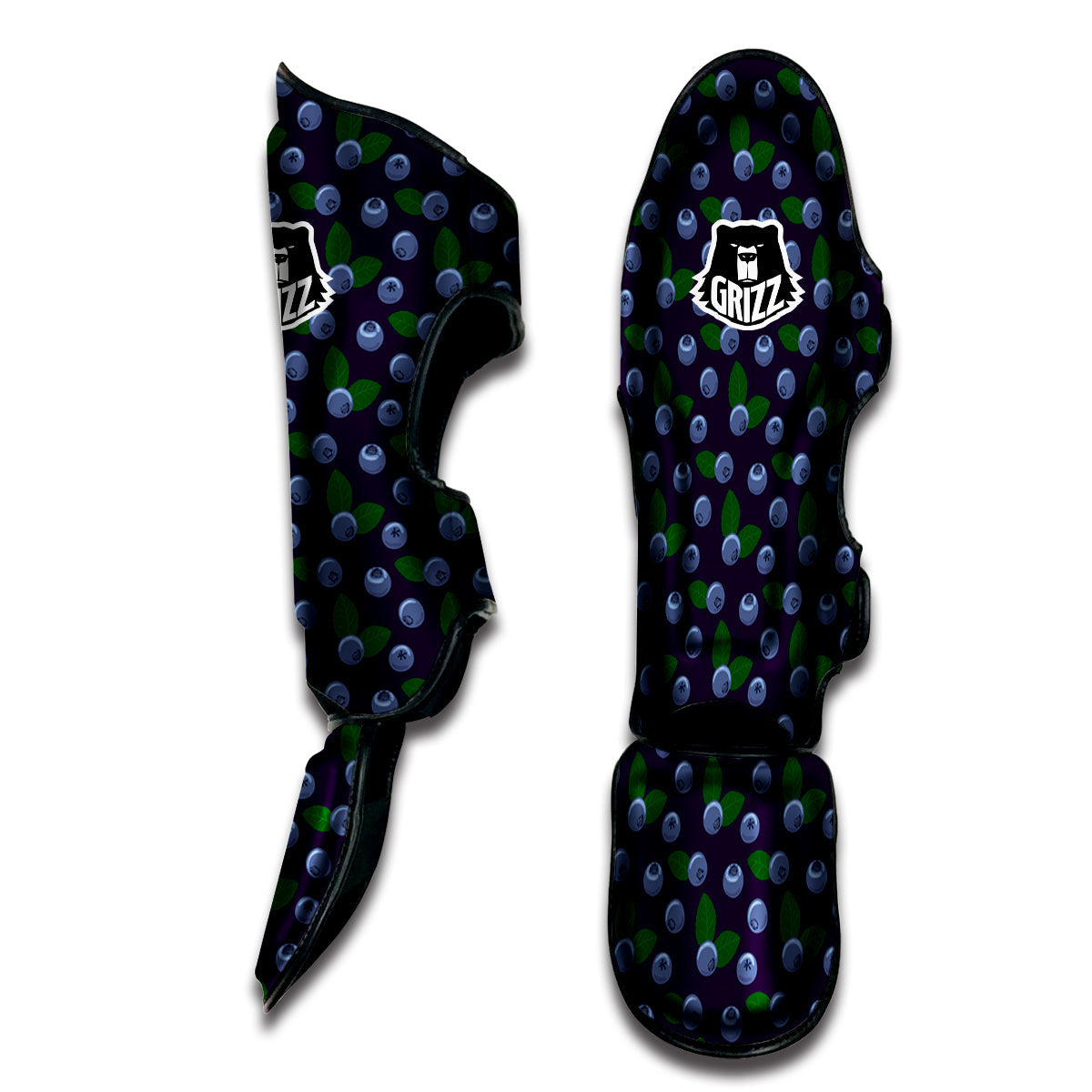 Blueberry And Leaf Print Pattern Muay Thai Shin Guards-grizzshop