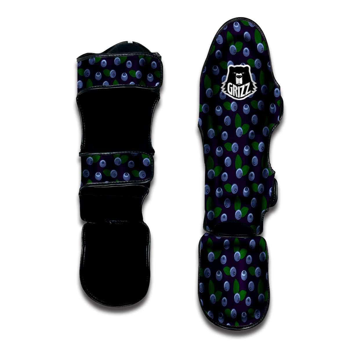 Blueberry And Leaf Print Pattern Muay Thai Shin Guards-grizzshop