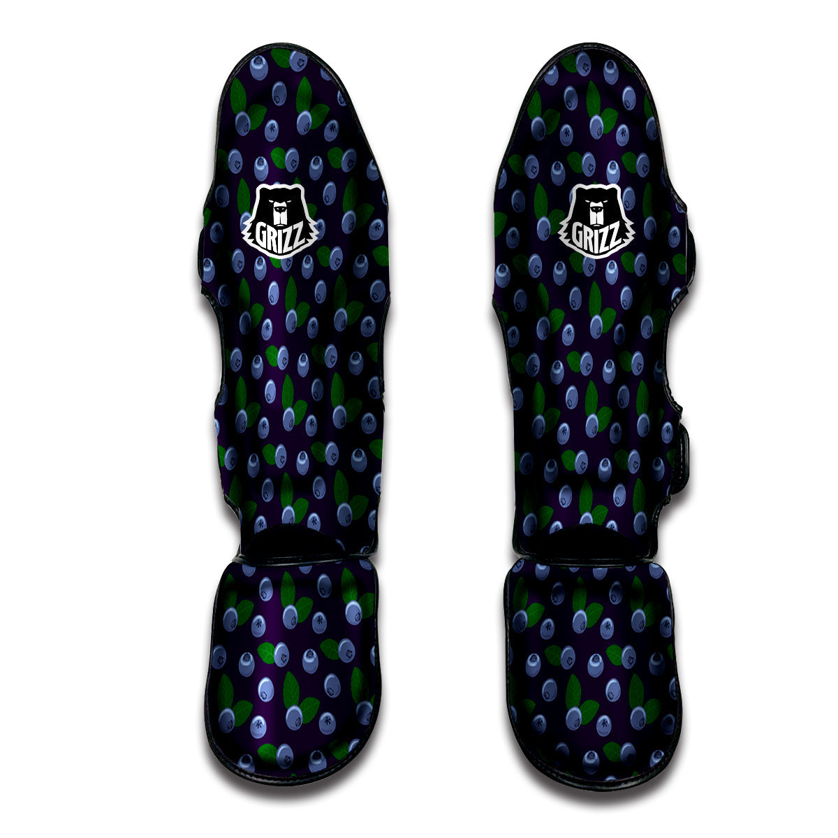 Blueberry And Leaf Print Pattern Muay Thai Shin Guards-grizzshop