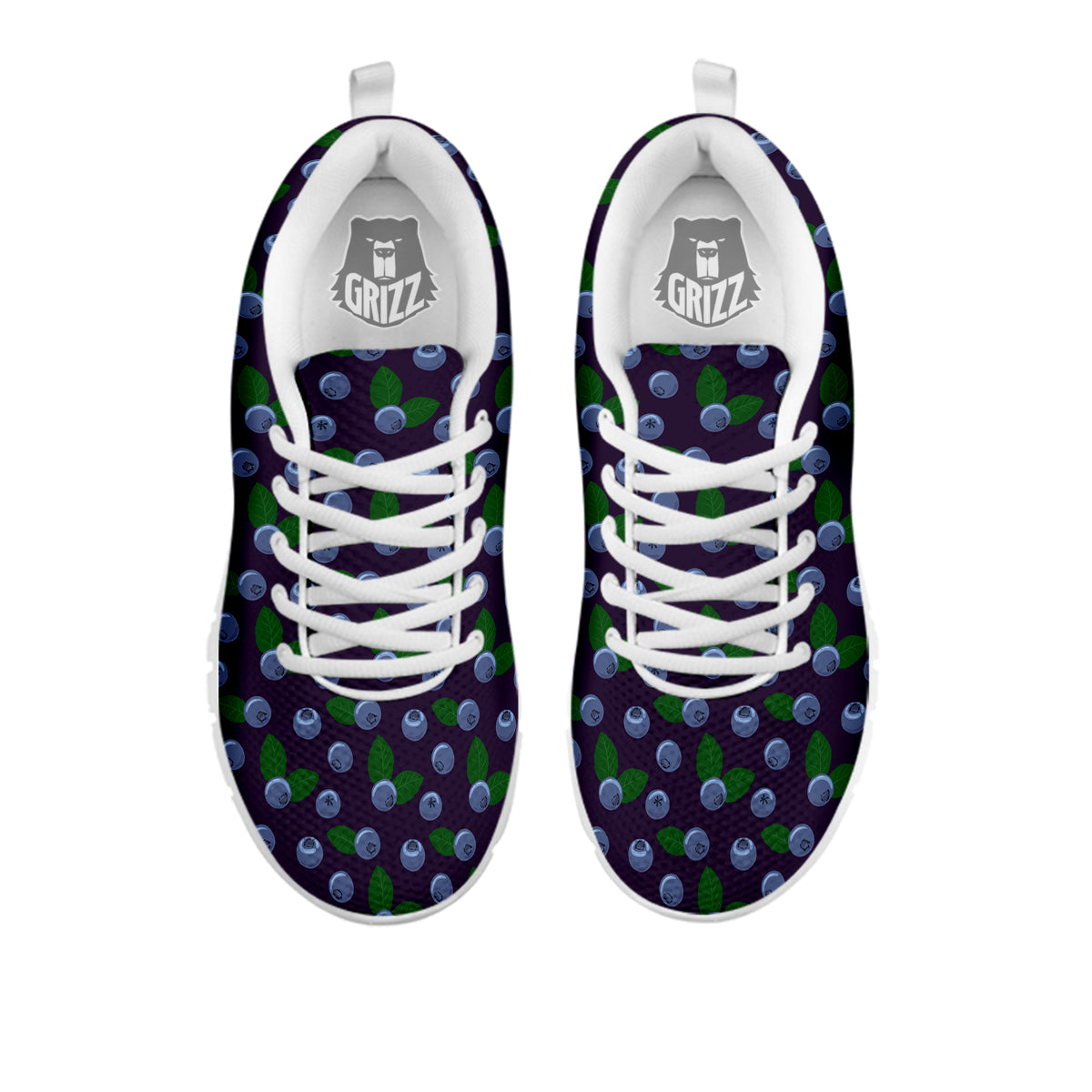Blueberry And Leaf Print Pattern White Sneaker-grizzshop