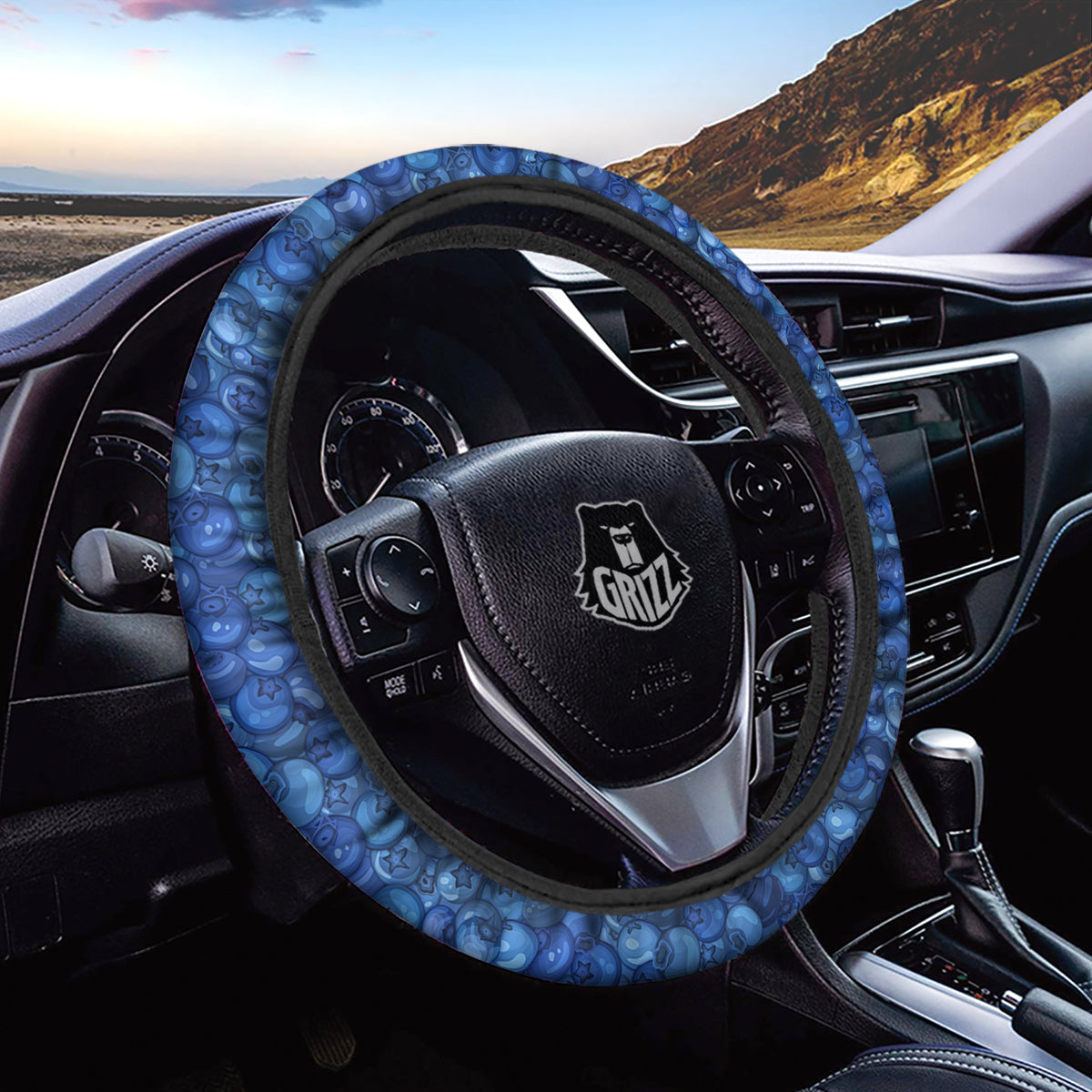 Blueberry Print Pattern Car Steering Wheel Cover-grizzshop