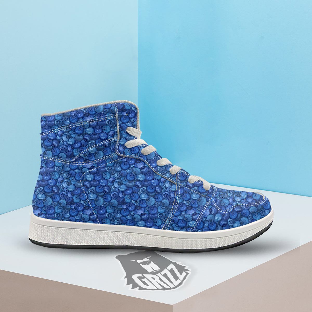 Blueberry Print Pattern High Top Sneakers-grizzshop