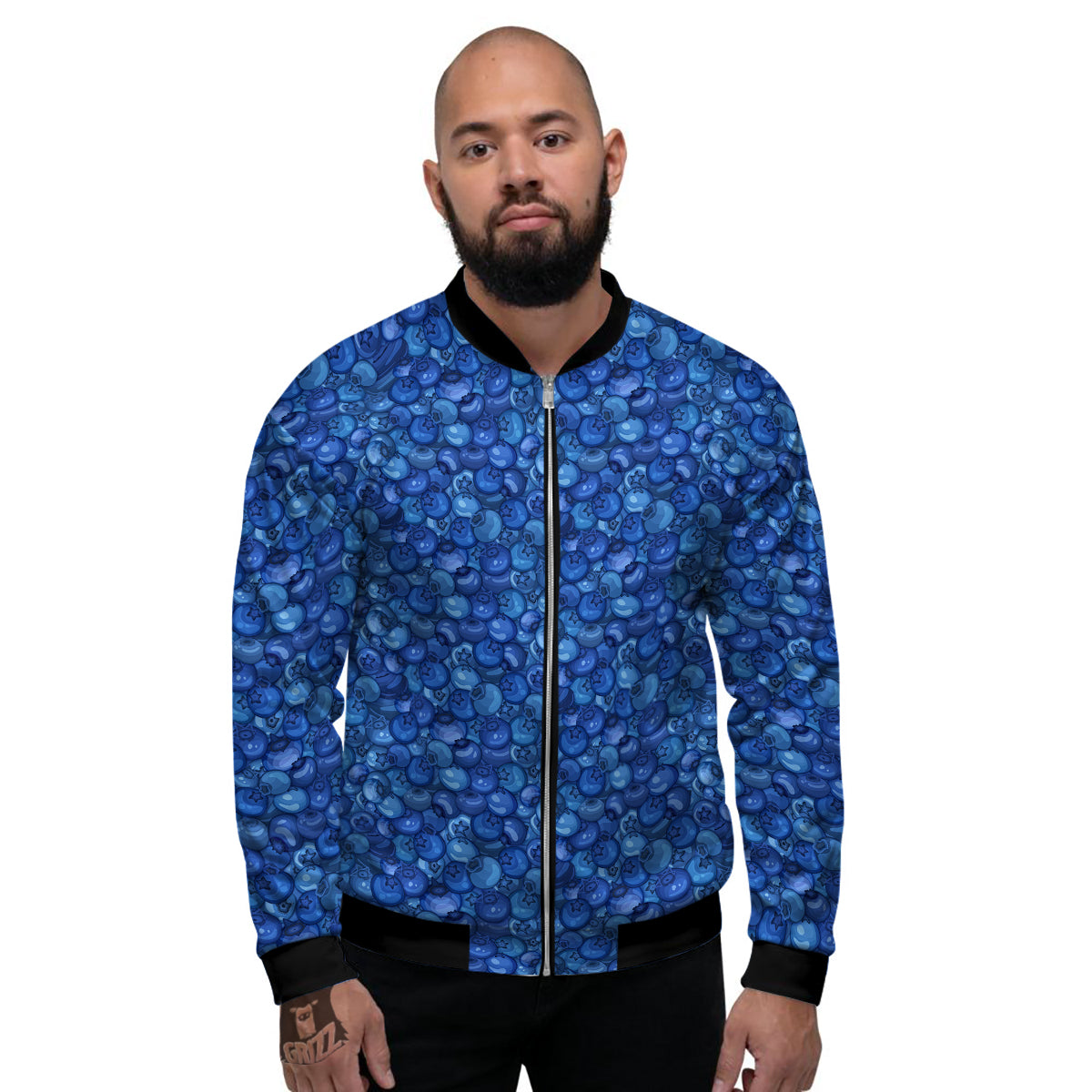 Blueberry Print Pattern Men's Bomber Jacket-grizzshop