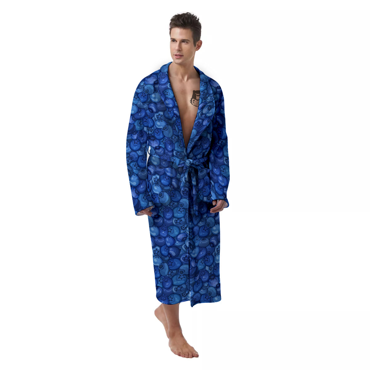Blueberry Print Pattern Men's Robe-grizzshop