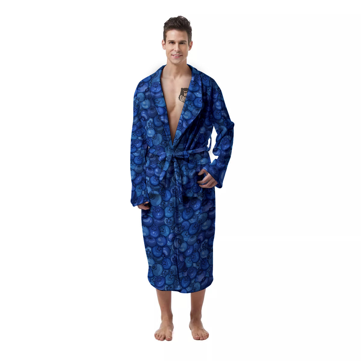 Blueberry Print Pattern Men's Robe-grizzshop