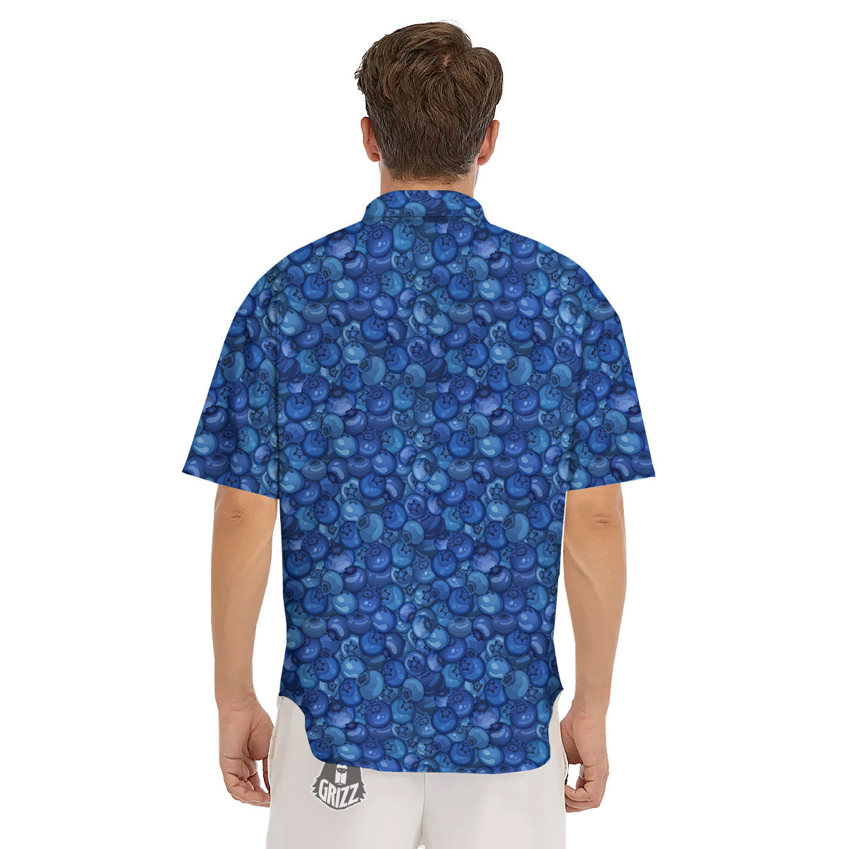 Blueberry Print Pattern Men's Short Sleeve Shirts-grizzshop