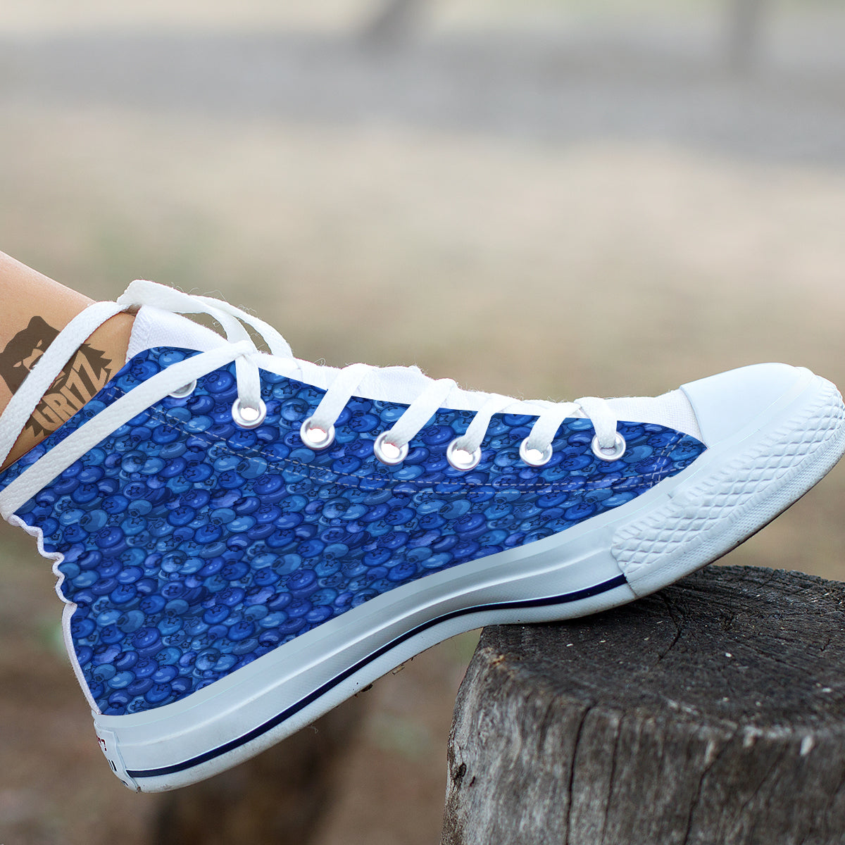 Blueberry Print Pattern White High Top Shoes-grizzshop