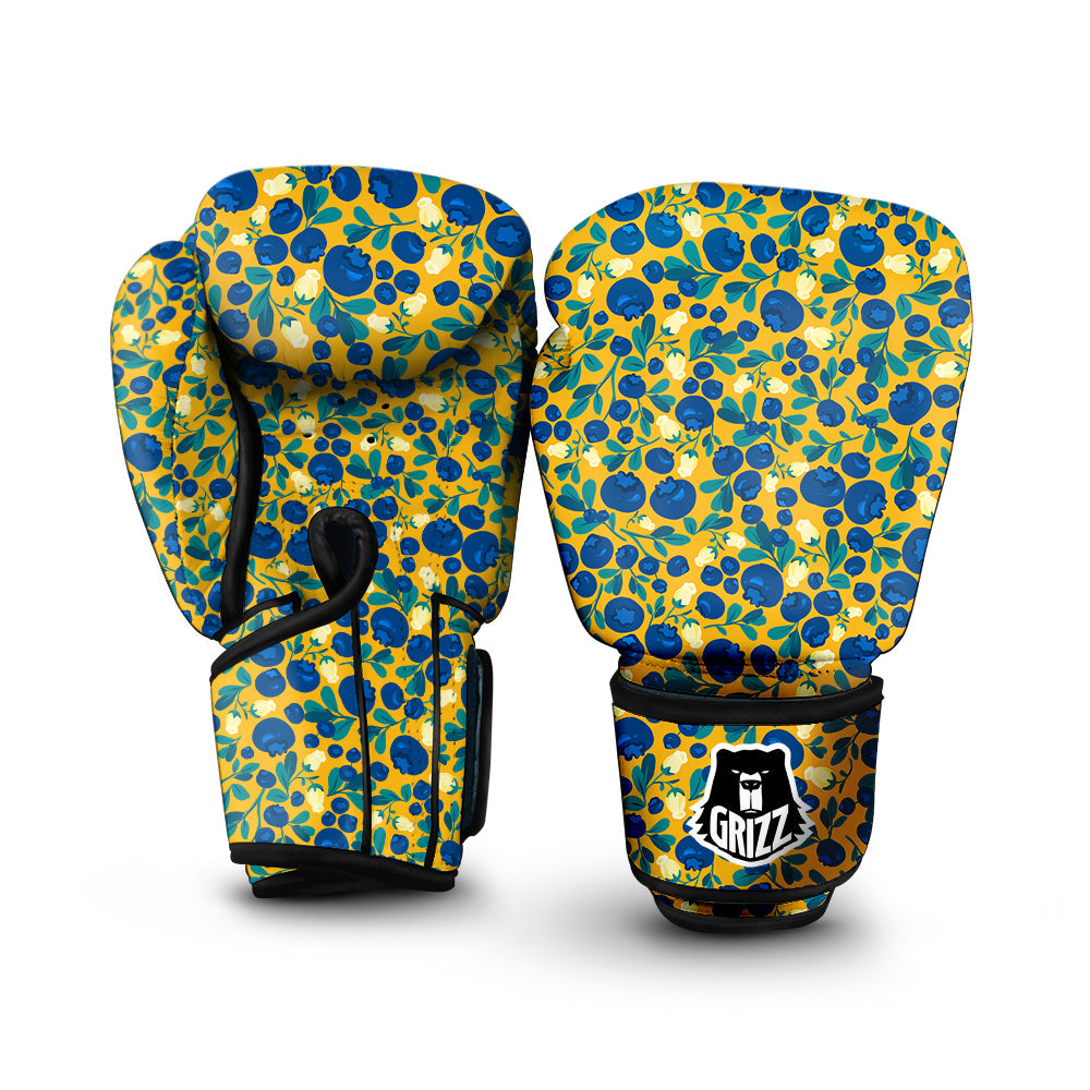 Blueberry Yellow Print Pattern Boxing Gloves-grizzshop
