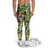 Blueberry Yellow Print Pattern Men's Leggings-grizzshop