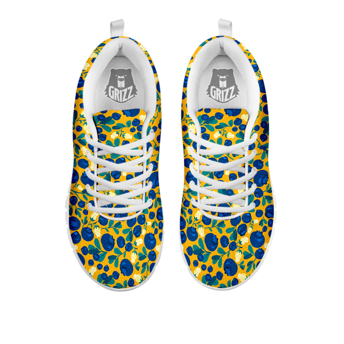 Blueberry Yellow Print Pattern White Sneaker-grizzshop
