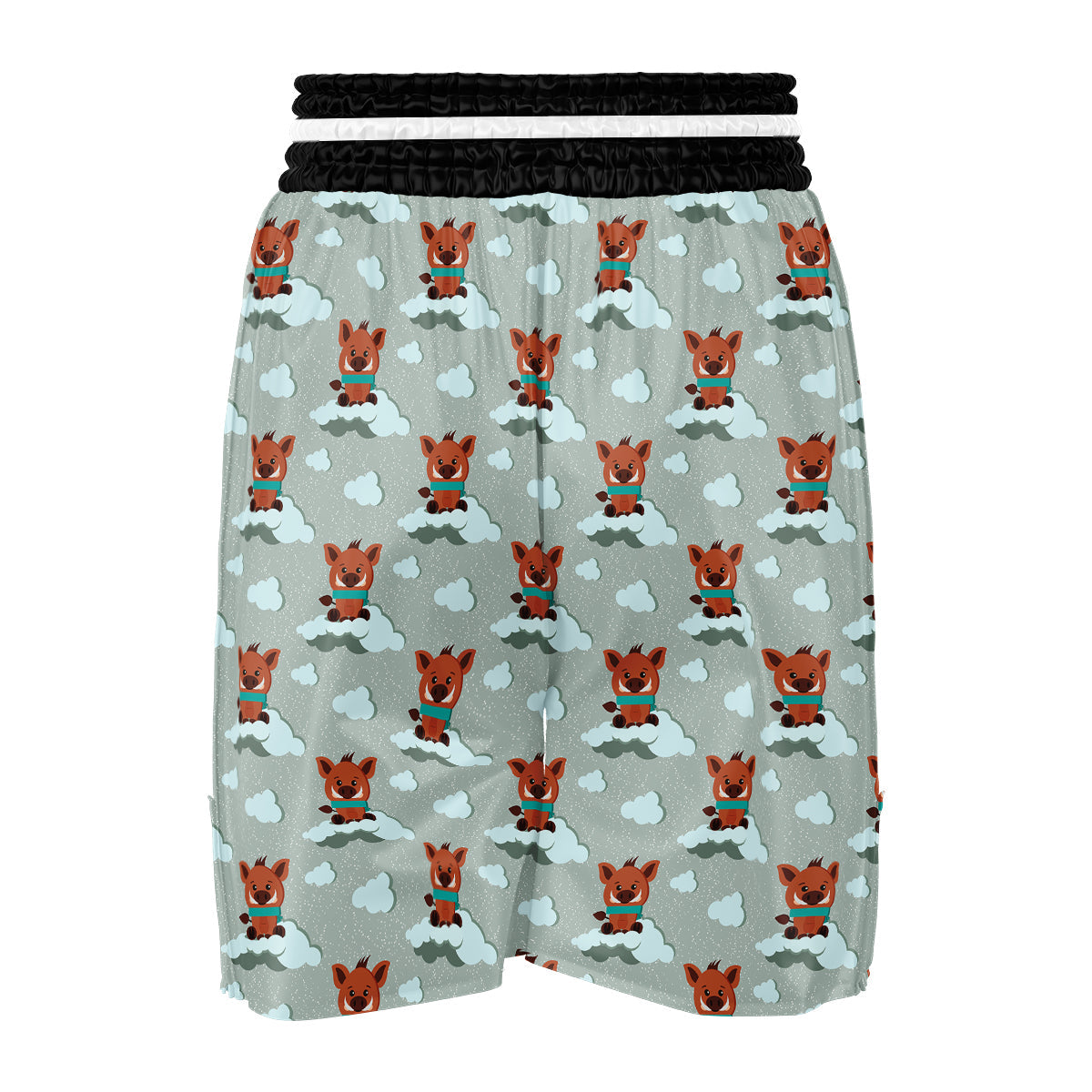 Boar And Cloud Print Pattern Boxing Shorts-grizzshop