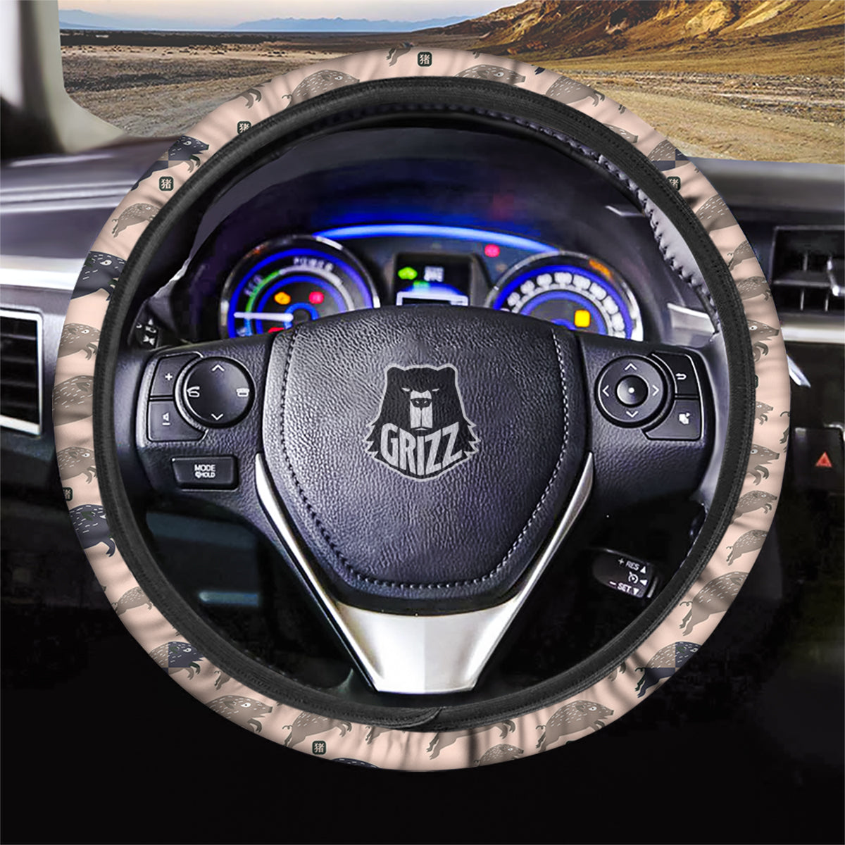 Boar Jumping Print Pattern Car Steering Wheel Cover-grizzshop