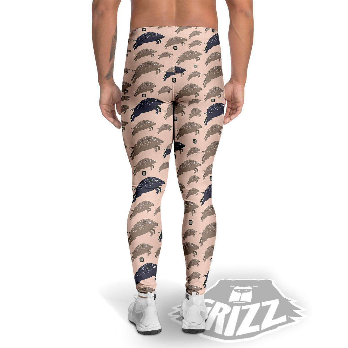 Boar Jumping Print Pattern Men's Leggings-grizzshop