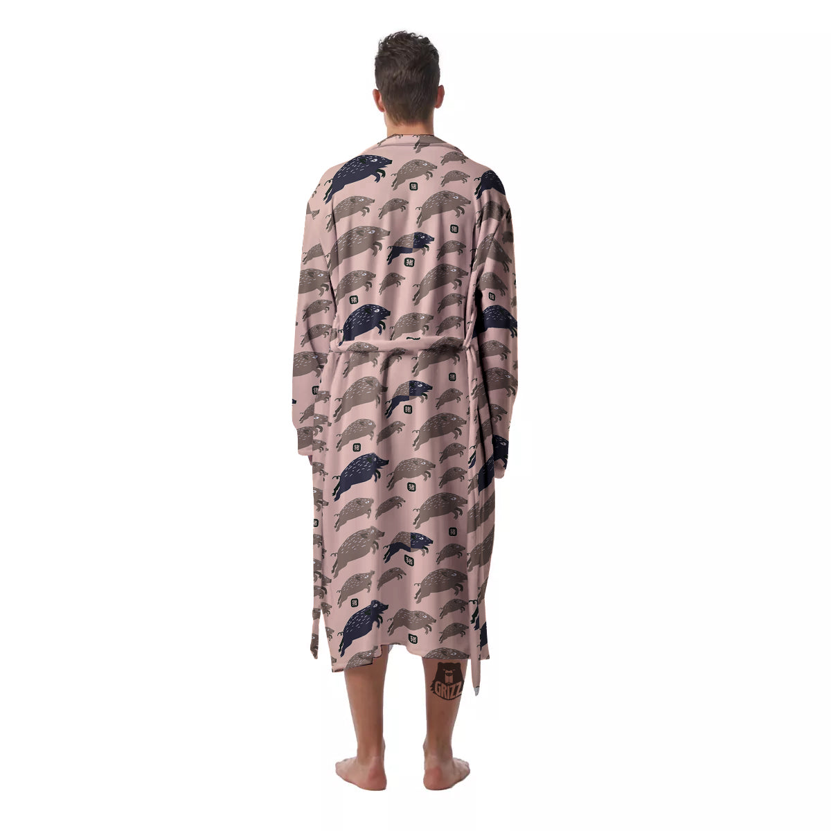 Boar Jumping Print Pattern Men's Robe-grizzshop