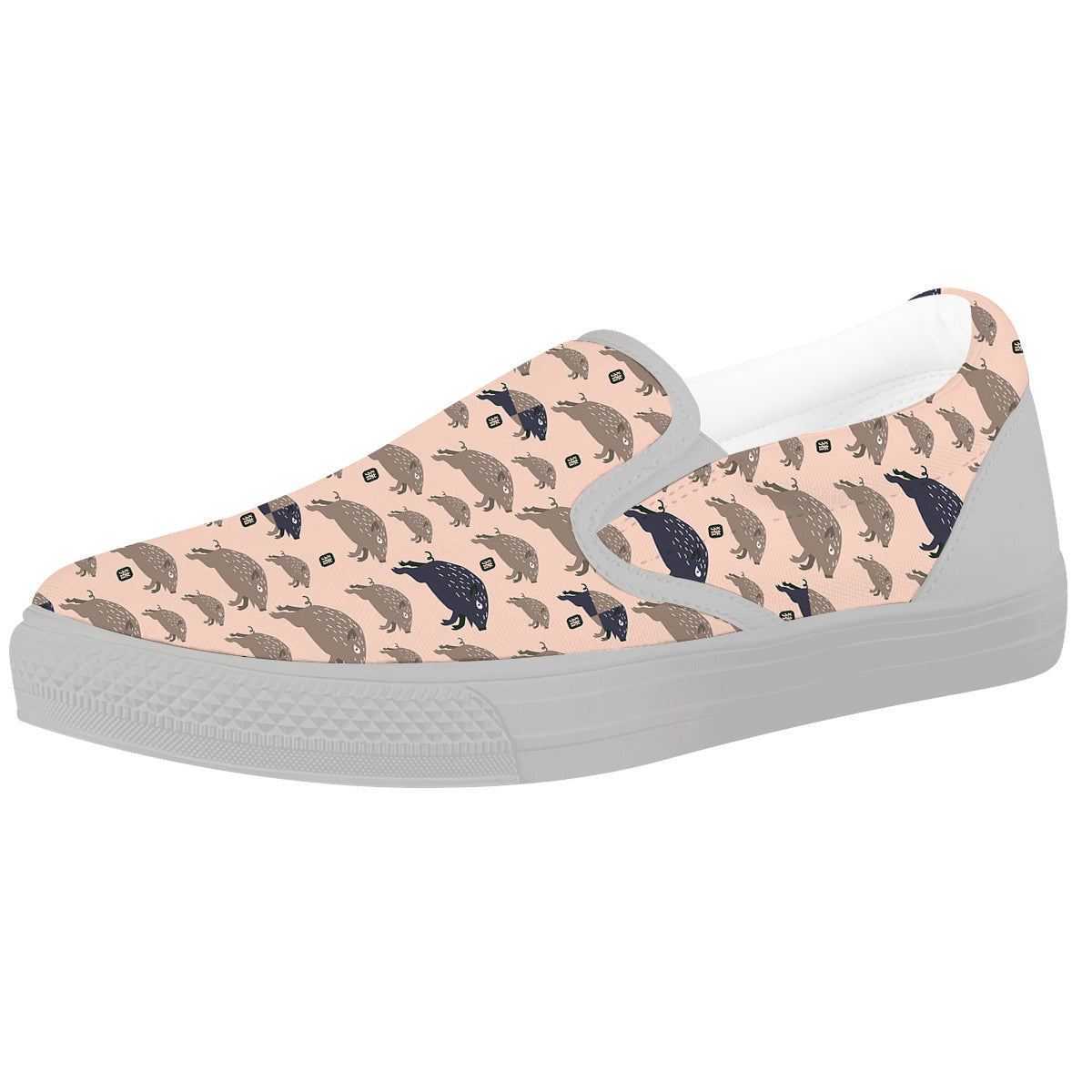 Boar Jumping Print Pattern White Slip On Shoes-grizzshop