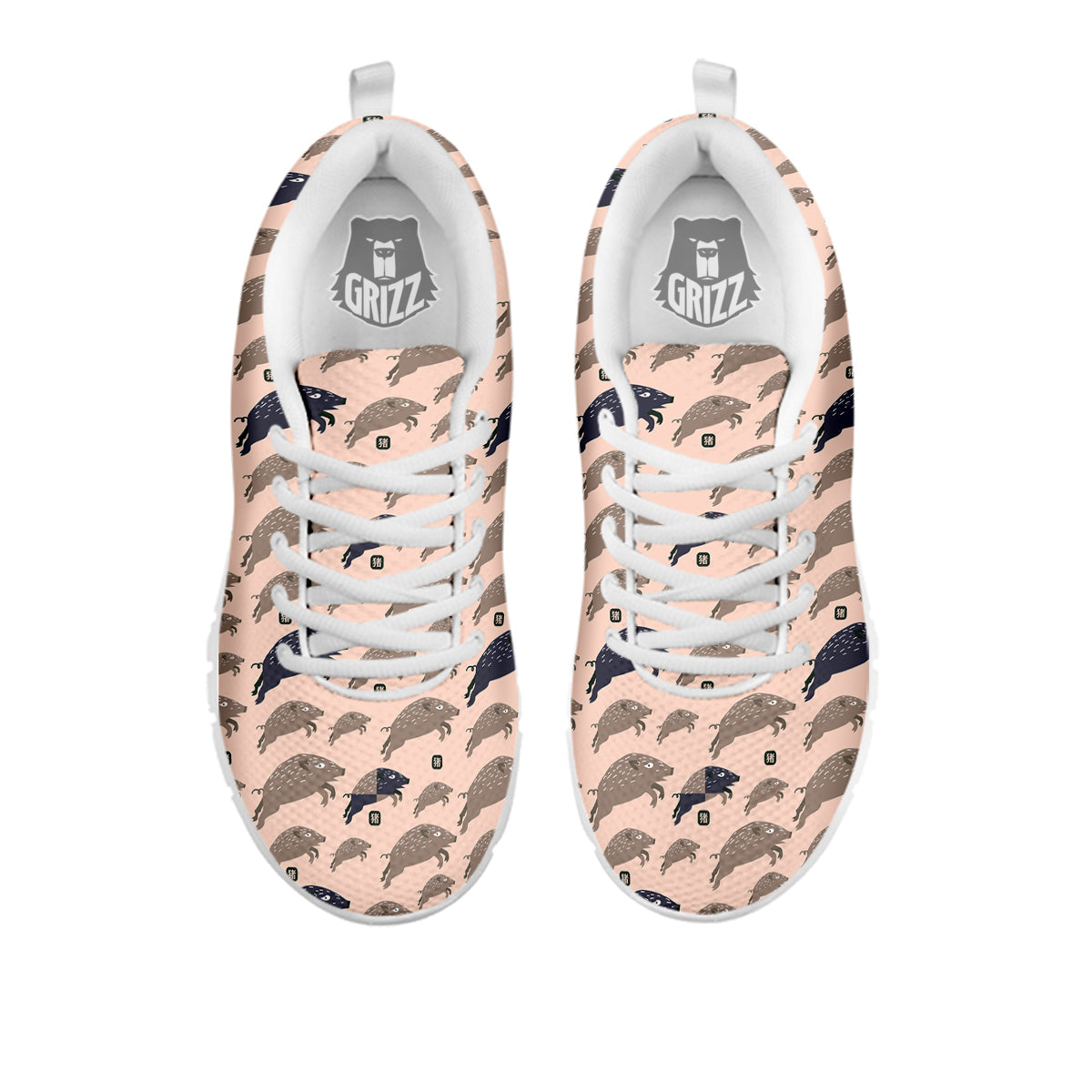 Boar Jumping Print Pattern White Sneaker-grizzshop