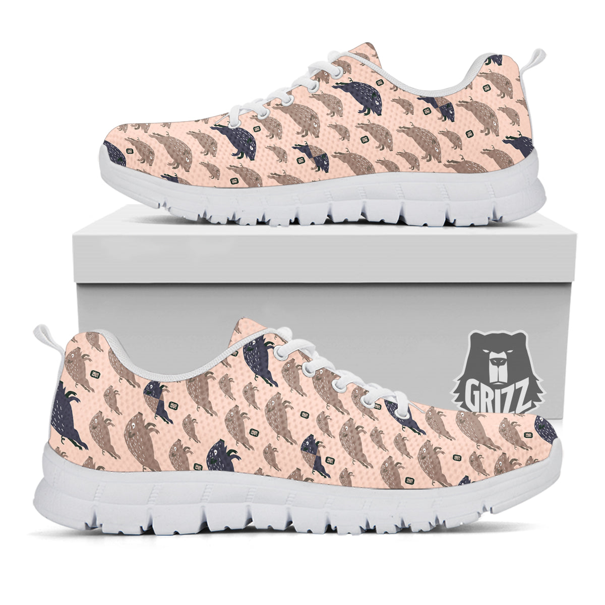 Boar Jumping Print Pattern White Sneaker-grizzshop