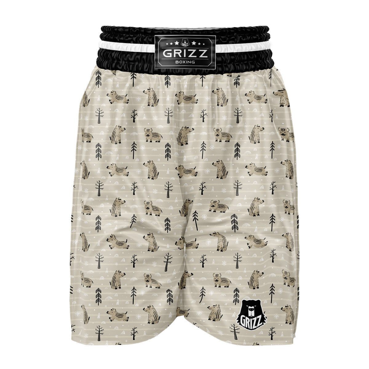 Boar Striped Print Pattern Boxing Shorts-grizzshop