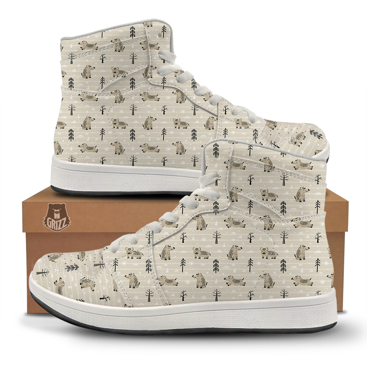 Boar Striped Print Pattern High Top Sneakers-grizzshop