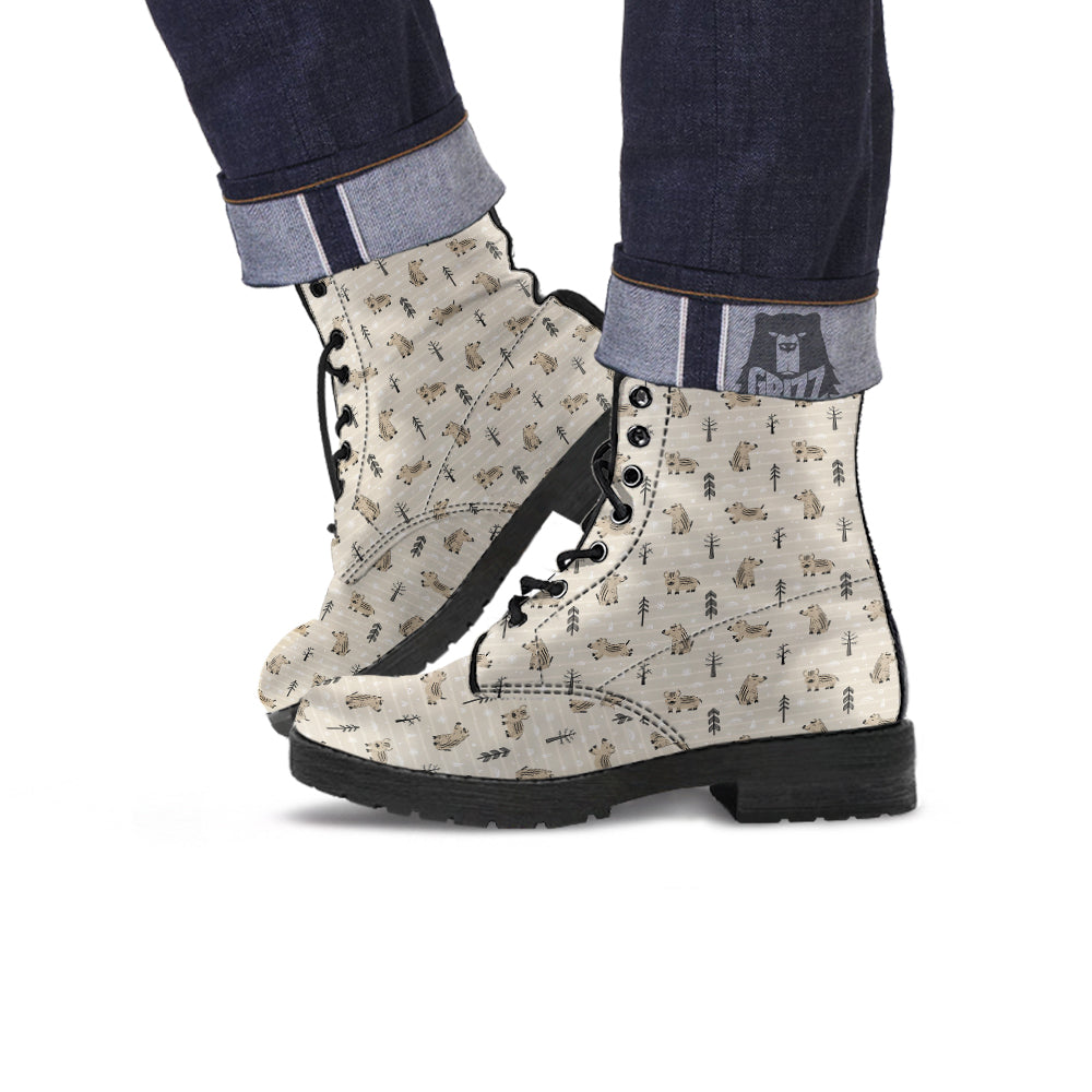 Boar Striped Print Pattern Leather Boots-grizzshop