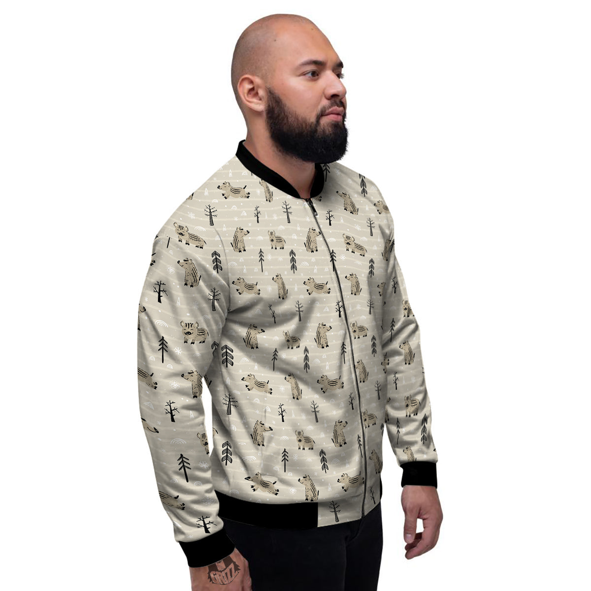 Boar Striped Print Pattern Men's Bomber Jacket-grizzshop