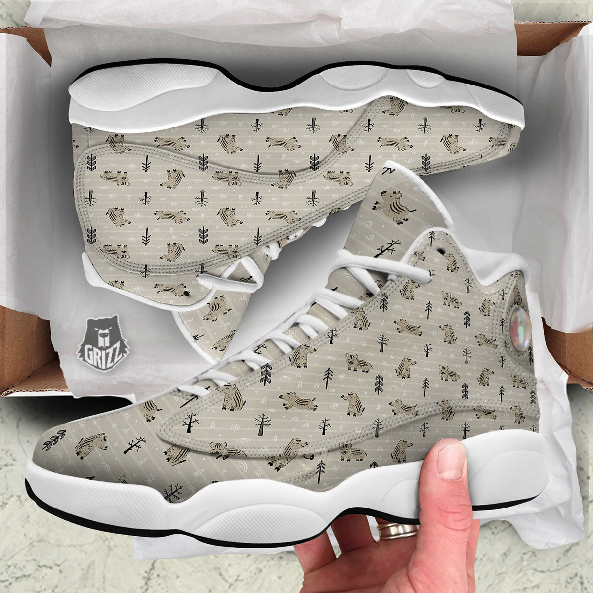 Boar Striped Print Pattern White Basketball Shoes-grizzshop